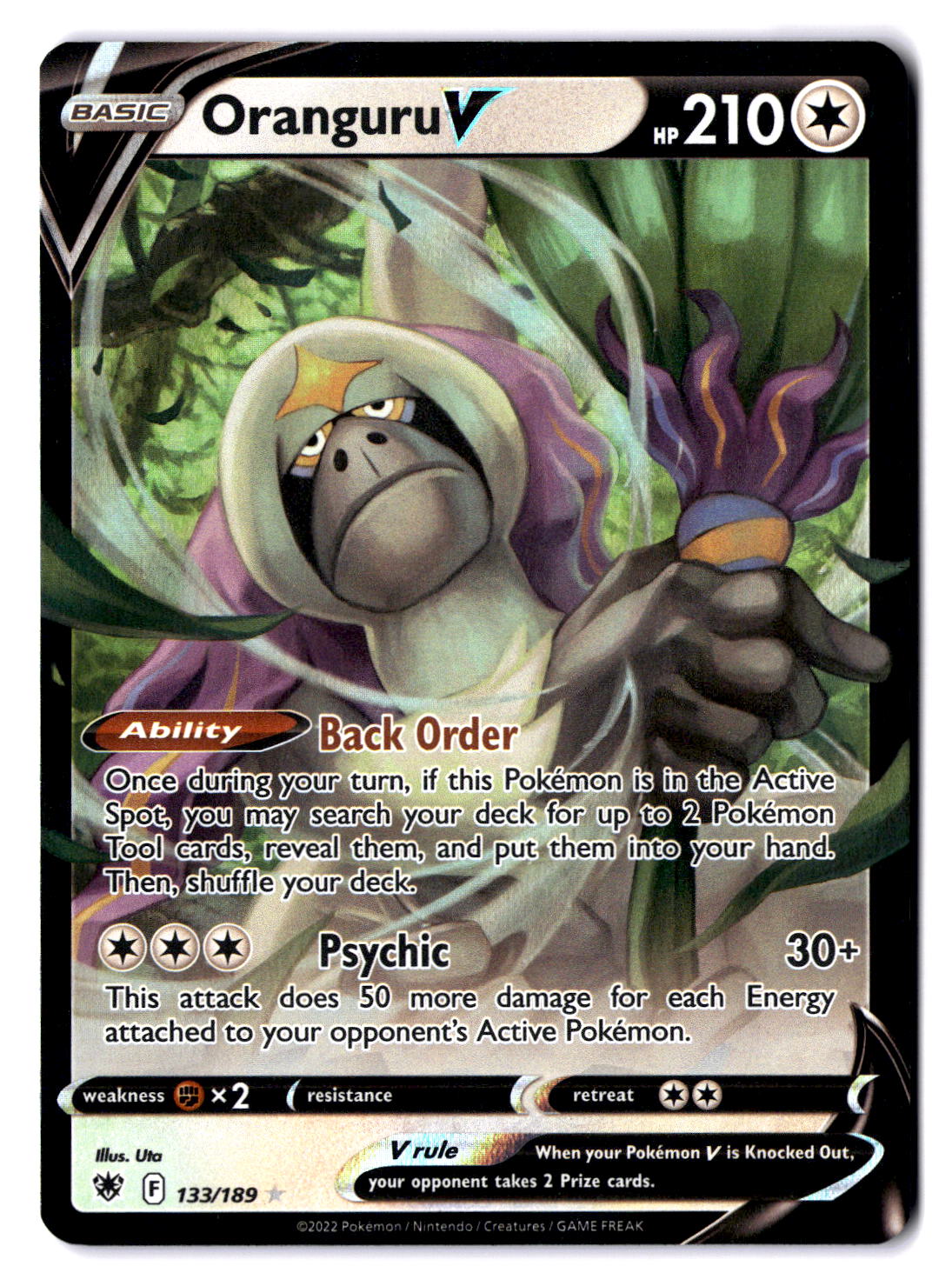 (102193) (EN) NM - Pokemon Oranguru V 133/189 UR English Trading Card Game