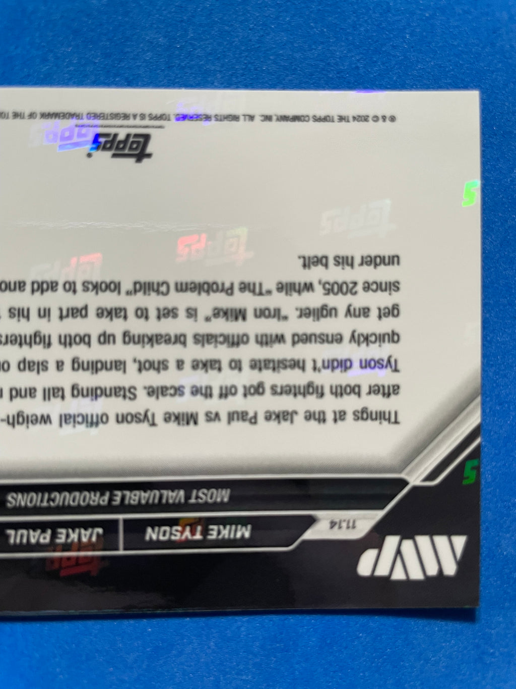 (NM) 2024 Topps Now Mike Tyson vs Jake Paul Weigh in Slap #3 - AA TCG