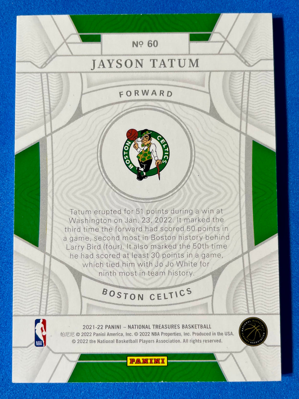 (NM) 2020-21 Panini National Treasures NBA 75th Anniversary Red Jayson Tatum #75 55/75
