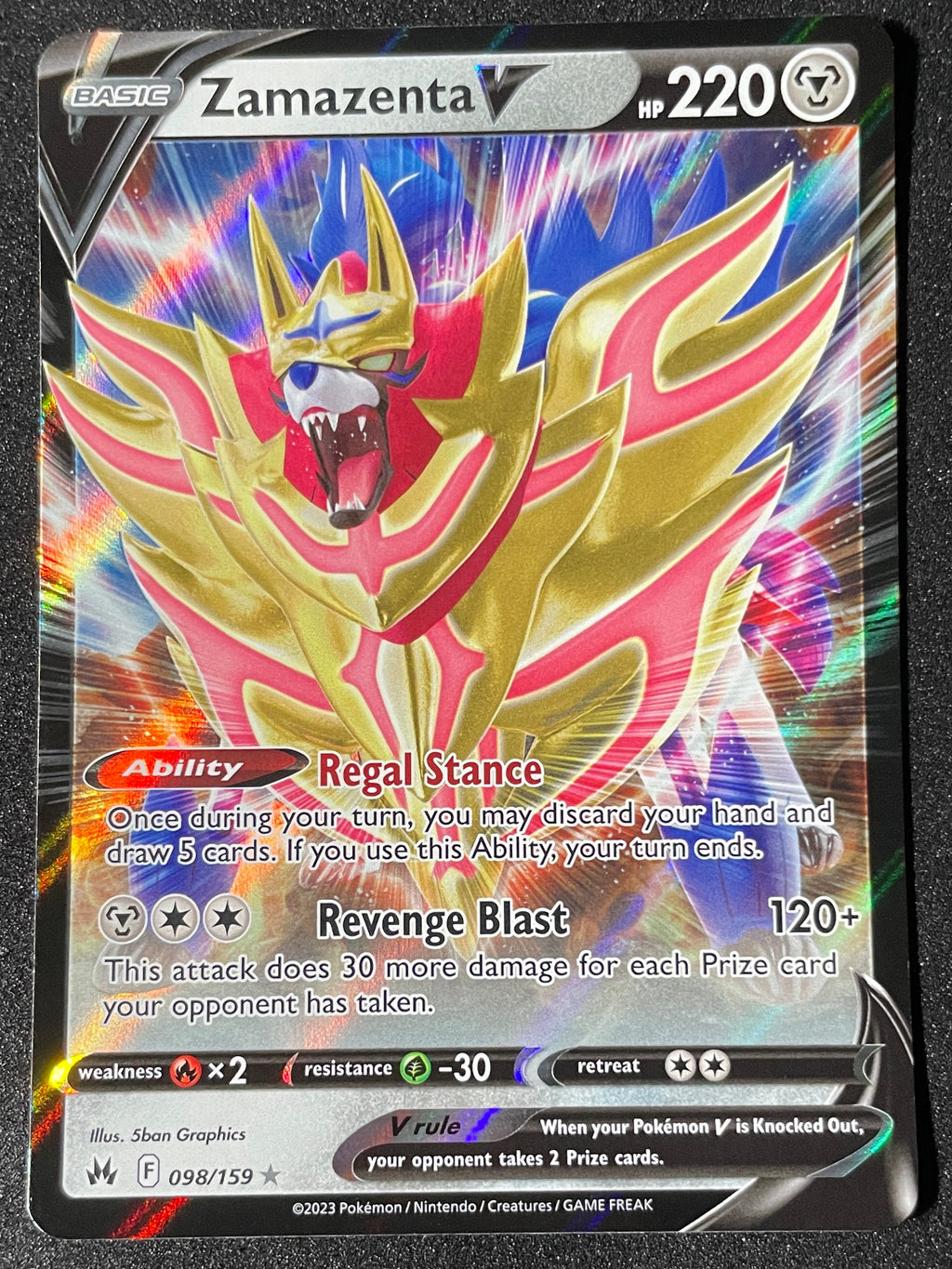 (EN) NM - Pokemon Zamazenta V 098/159 English - AA TCG