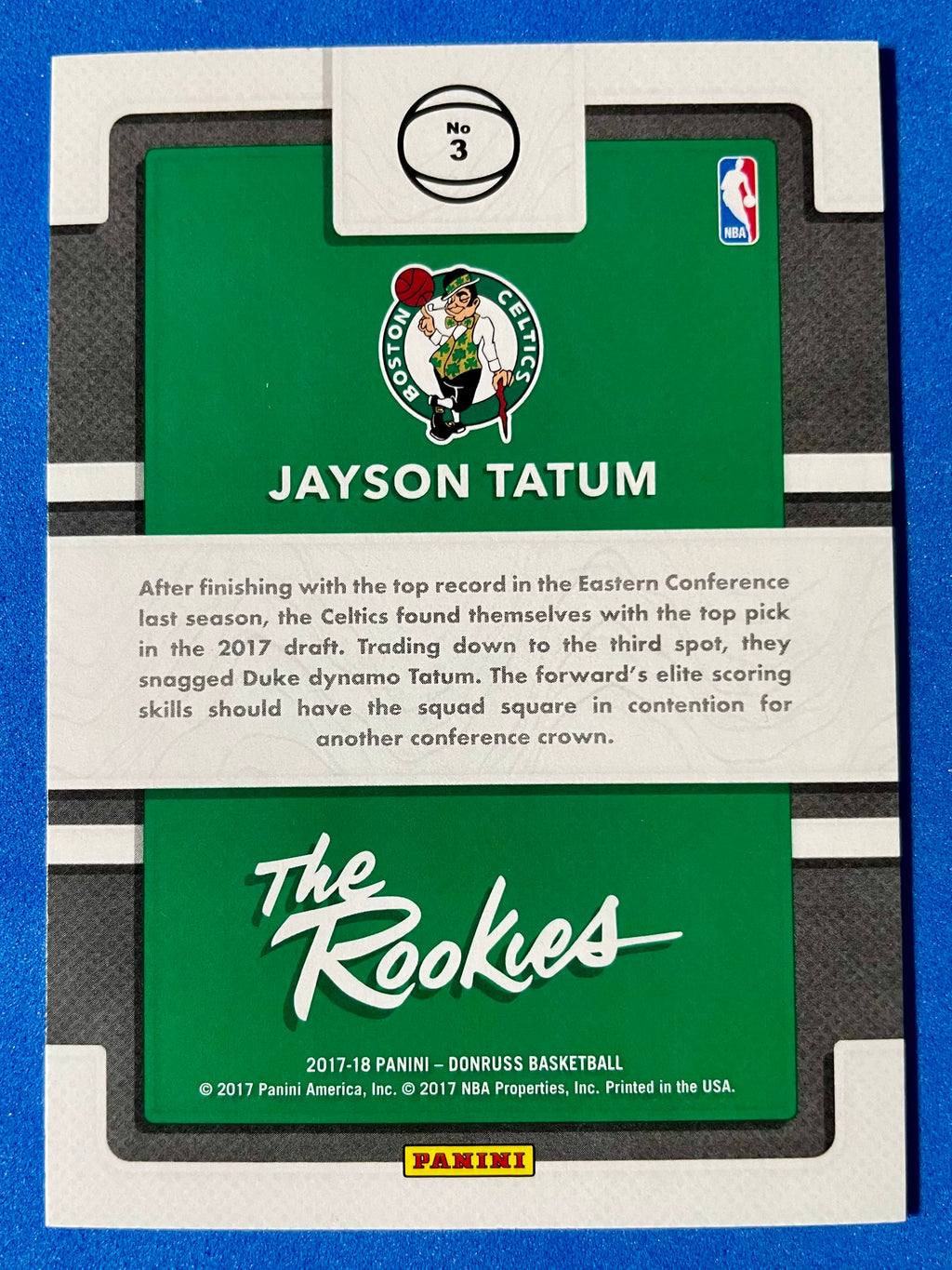 (NM) 2017-18 Panini Donruss The Rookies Jayson Tatum #3 Base