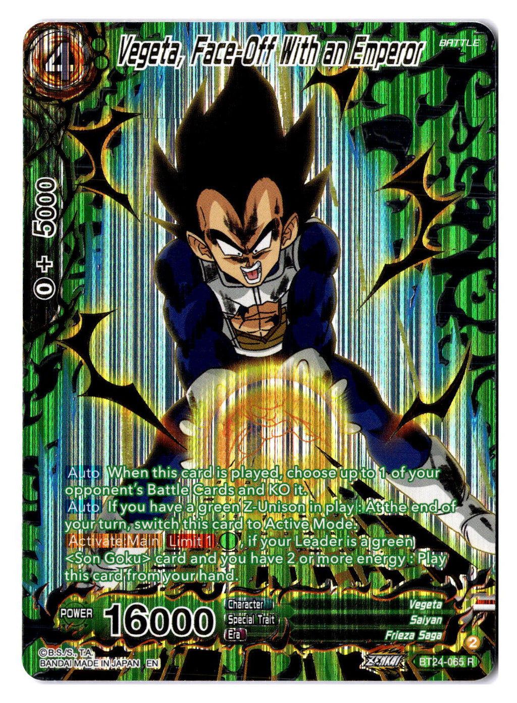 (EN) NM - Vegeta, Face-Off With an Emperor Bt24-065 Gold Foil (100409) English