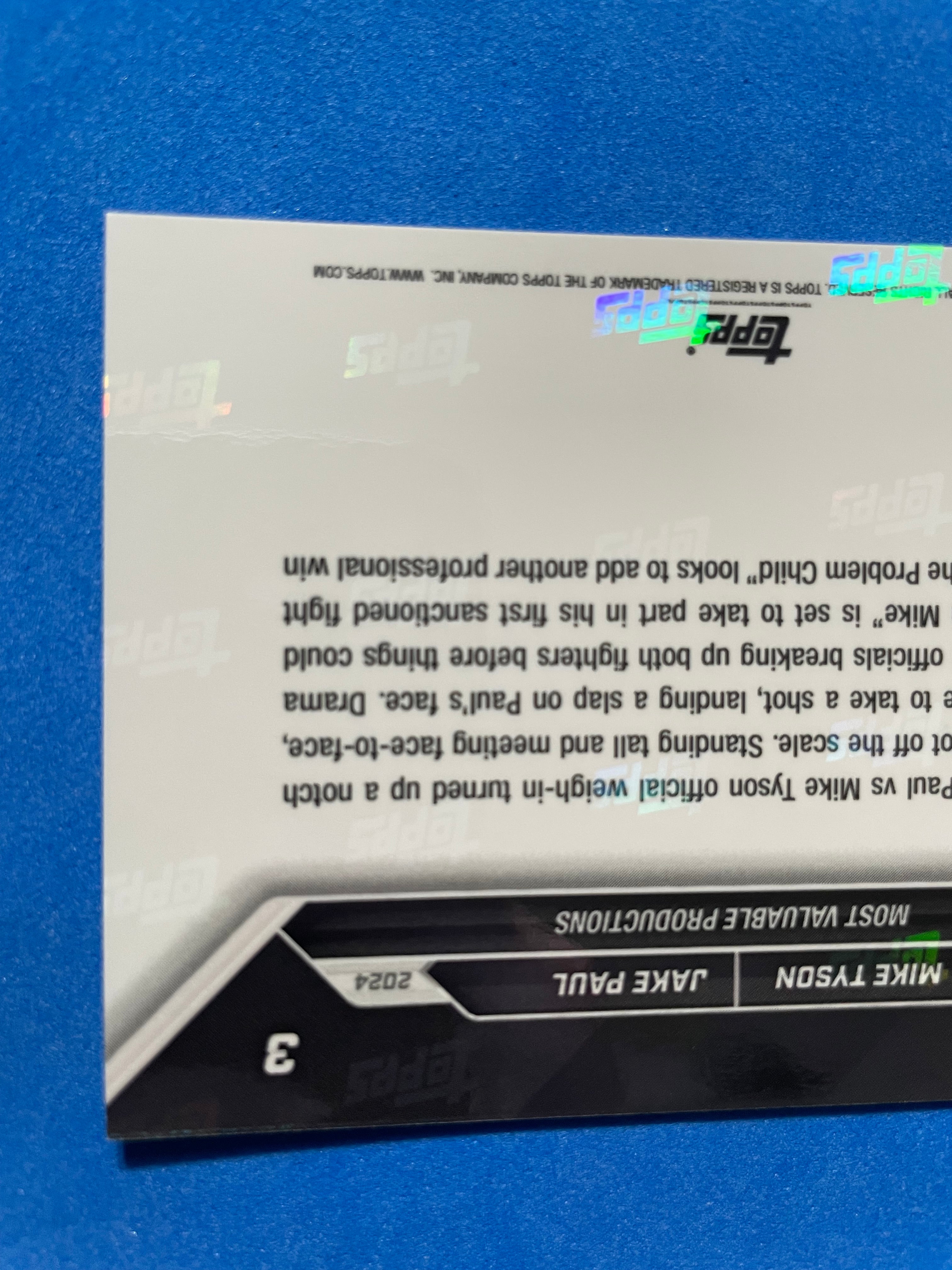 (NM) 2024 Topps Now Mike Tyson vs Jake Paul Weigh in Slap #3 - AA TCG