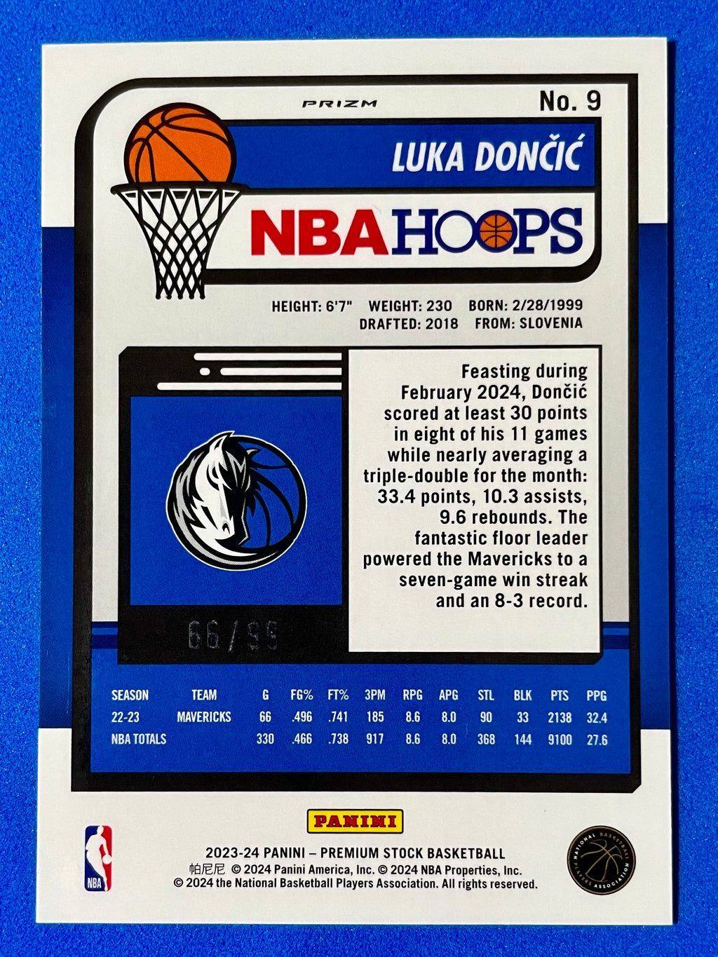 (NM) 2023-24 Panini Seismic Blue Prizm Luka Doncic #9 66/99
