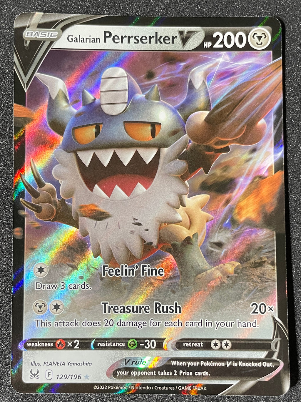 (EN) NM - Pokemon Galarian Perrserker V 129/196 UR English - AA TCG